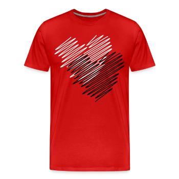 Zwei Herzen Scribble - Männer Premium Bio T-Shirt - Rot - Vorne - Damien (186cm)