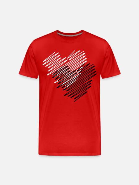 Two Hearts Scribble - Men's Premium Organic T-Shirt - red