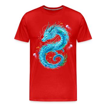 Wasserdrache mit Meeresbewohnern - Männer Premium Bio T-Shirt - Rot - Vorne - Damien (186cm)