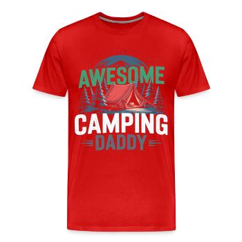 Chemise de papa de camping avec motif tente et forêt - T-shirt bio Premium Homme - rouge - Devant - Damien (186cm)
