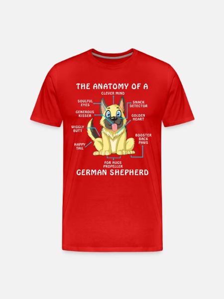 Anatomy of A German Shepherd - Men's Premium Organic T-Shirt - red