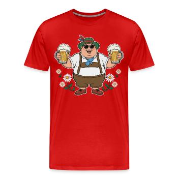 Bavarian Beer Friend Munich Mugs Lederhosen - Men's Premium Organic T-Shirt - red - Front - Damien (186cm)