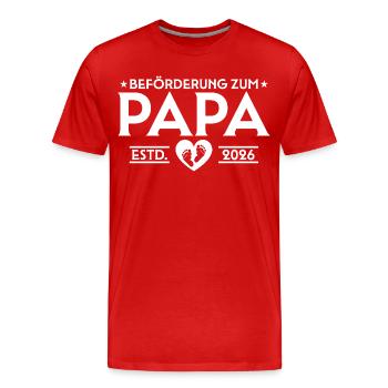Annonce de grossesse 2026 Futur papa - T-shirt bio Premium Homme - rouge - Devant - Damien (186cm)