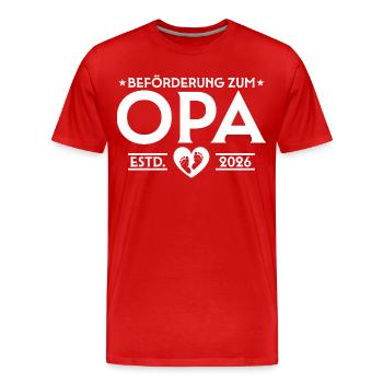 Annonce de grossesse 2026 Papy en devenir - T-shirt bio Premium Homme - rouge - Devant - Damien (186cm)