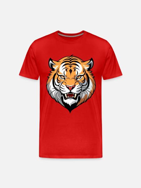 Tiger Head Graphic Tribal Style - Men's Premium Organic T-Shirt - red