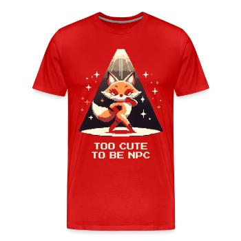 Zu süß, um NPC zu sein | Fuchs, RPG - Männer Premium Bio T-Shirt - Rot - Vorne - Damien (186cm)