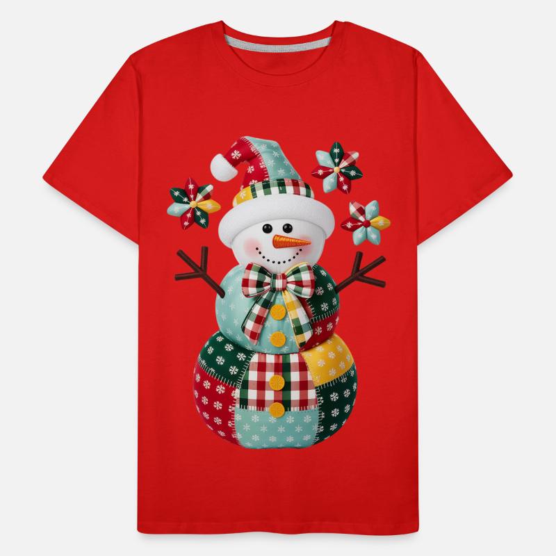 Patchwork Schneemann Feiertagsstimmung Männer Premium Bio T-Shirt
