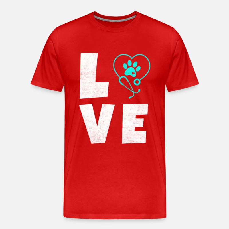 Tierliebe Logo mit Pfotenherz - Männer Premium Bio T-Shirt - Rot