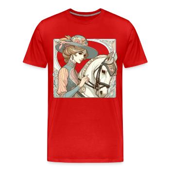 Dressurreiten Pferd edel Art Nouveau Geschenk - Männer Premium Bio T-Shirt - Rot - Vorne - Damien (186cm)