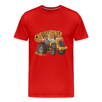 Biker Creuse Biker Farmer Passion Countryside - Männer Premium Bio T-Shirt - Rot - Vorne - Damien (186cm)