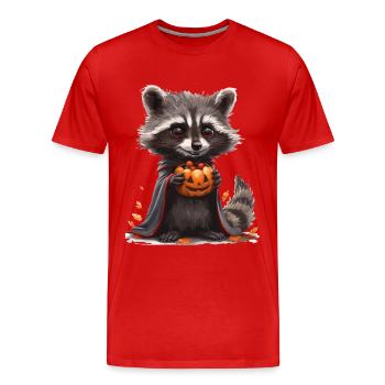 Waschbaer Halloween Kürbisfreude - Männer Premium Bio T-Shirt - Rot - Vorne - Damien (186cm)