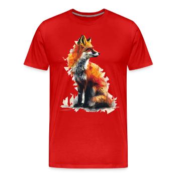 Geometrischer Fuchs Aquarell - Männer Premium Bio T-Shirt - Rot - Vorne - Damien (186cm)