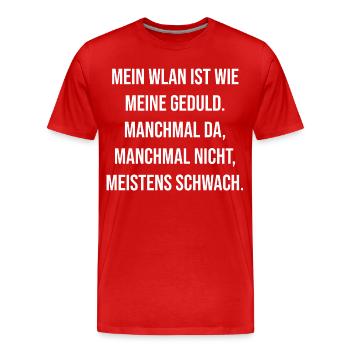 My Wi-Fi is like my patience - Men's Premium Organic T-Shirt - red - Front - Damien (186cm)