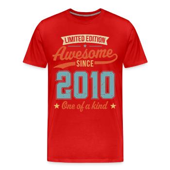 Genial seit 2010 - Männer Premium Bio T-Shirt - Rot - Vorne - Damien (186cm)