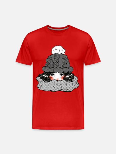 Mädchen im Winter - Männer Premium Bio T-Shirt - Rot