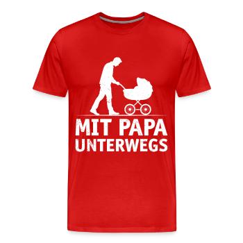 Future papa SUR LA ROUTE AVEC PAPA DRÔLE - T-shirt bio Premium Homme - rouge - Devant - Damien (186cm)