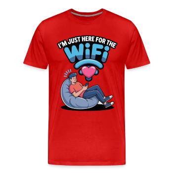 I'm here for the Wi-Fi heart - Men's Premium Organic T-Shirt - red - Front - Damien (186cm)