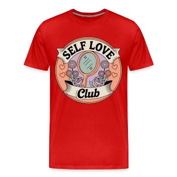 Selbstliebe Club Spiegel Badge - Männer Premium Bio T-Shirt - Rot - Vorne - Damien (186cm)
