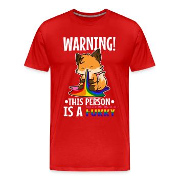 Avertissement Cette personne est un poilu - T-shirt bio Premium Homme - rouge - Devant - Damien (186cm)