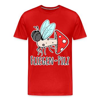 Amanite tue-mouches - moitié mouche, moitié champignon - T-shirt bio Premium Homme - rouge - Devant - Damien (186cm)