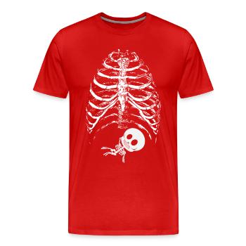 Skelett Baby Brustkorb Halloween Schwangerschaft - Männer Premium Bio T-Shirt - Rot - Vorne - Damien (186cm)