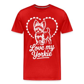 Yorkie Love Motif Heart - Men's Premium Organic T-Shirt - red - Front - Damien (186cm)
