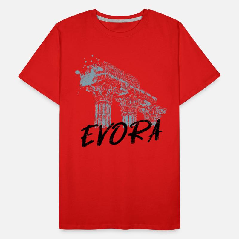Illustration monochrome du temple romain d’Évora T-shirt bio Premium Homme