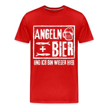 PÊCHE ET BIÈRE ET JE SUIS DE RETOUR ICI - T-shirt bio Premium Homme - rouge - Devant - Damien (186cm)