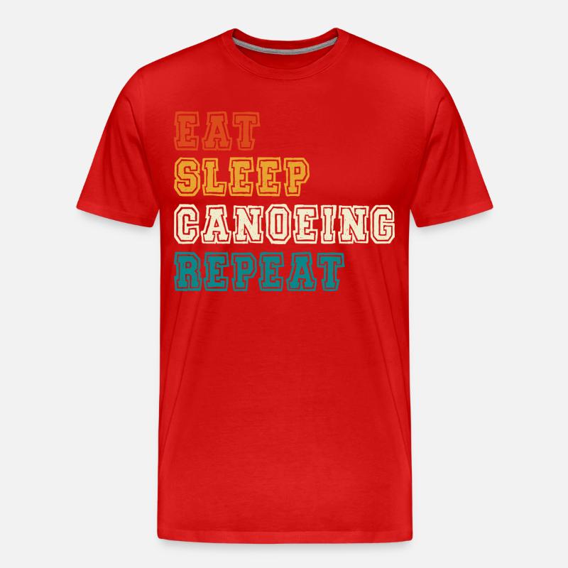 Eat Sleep Canoeing Repeat Farbblock - Männer Premium Bio T-Shirt - Rot