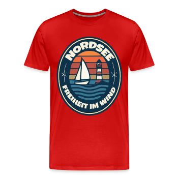 Rêve de navigation La liberté dans le vent - T-shirt bio Premium Homme - rouge - Devant - Damien (186cm)