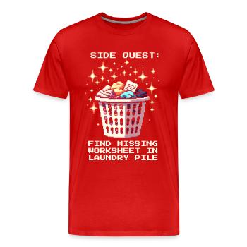 Quête secondaire : Feuille dans la montagne de blanchisserie | École à la maison - T-shirt bio Premium Homme - rouge - Devant - Damien (186cm)