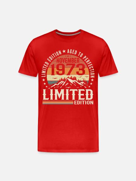 November 1973 Unique Retro Birthday - Men's Premium Organic T-Shirt - red