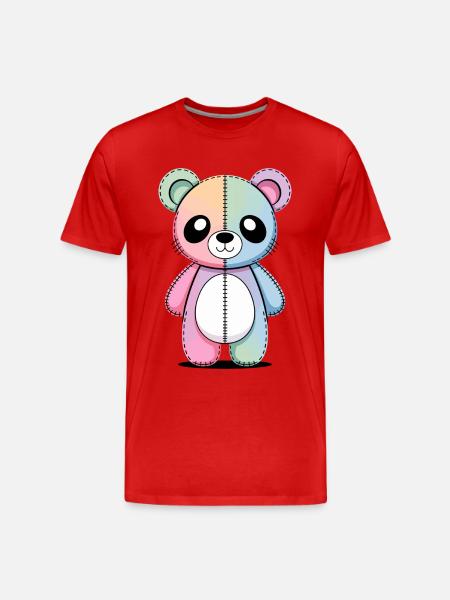 Kawaii Pastel Goth Patched Bear - Men's Premium Organic T-Shirt - red