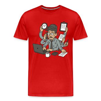 Le travailleur multi casquettes - T-shirt bio Premium Homme - rouge - Devant - Damien (186cm)