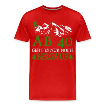 Wanderer 40 Birthday Is it uphill - Men's Premium Organic T-Shirt - red - Front - Damien (186cm)