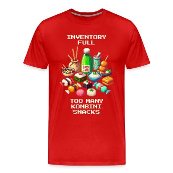 Inventory Full: Too Many Konbini Snacks | Japan - Men's Premium Organic T-Shirt - red - Front - Damien (186cm)