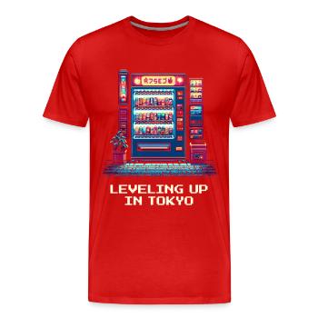 Level Up in Tokio | Japan Reise Otaku - Männer Premium Bio T-Shirt - Rot - Vorne - Damien (186cm)