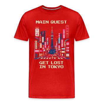 Quête principale : Se perdre à Tokyo | City trip Japon - T-shirt bio Premium Homme - rouge - Devant - Damien (186cm)