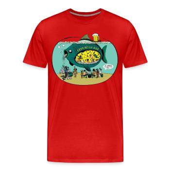 drôle de bière ventre poisson ventre poisson ventre comique Verseau - T-shirt bio Premium Homme - rouge - Devant - Damien (186cm)