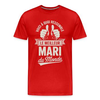 World's Best Husband Gift - Men's Premium Organic T-Shirt - red - Front - Damien (186cm)