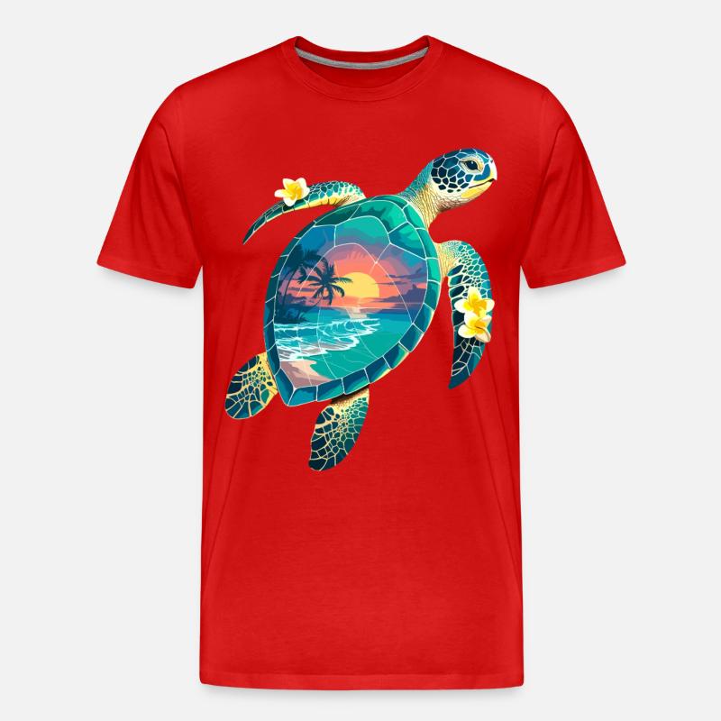 Turtle Waves Surf Turtle Surfer Turtles - Men's Premium Organic T-Shirt - red