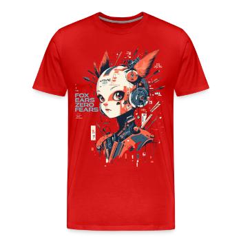 Manga Cyborg-Girl - Fox ears zero fears - Männer Premium Bio T-Shirt - Rot - Vorne - Damien (186cm)