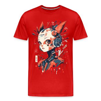 Anime Manga Girl - Cyborg Kitsune-XR7 - Männer Premium Bio T-Shirt - Rot - Vorne - Damien (186cm)