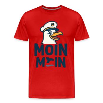 Kapitänsmöwe MOIN MOIN Motiv - Männer Premium Bio T-Shirt - Rot - Vorne - Damien (186cm)