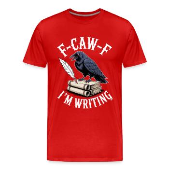 Raven quill and scrolls - Men's Premium Organic T-Shirt - red - Front - Damien (186cm)