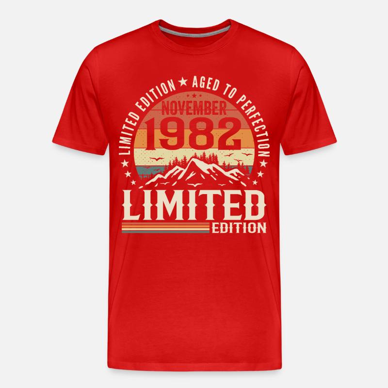 November 1982 Einzigartiges Retro-Jubiläum - Männer Premium Bio T-Shirt - Rot