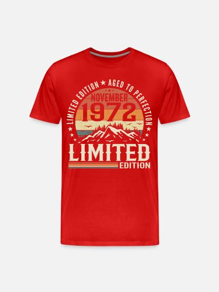 November 1972 Unique Retro Birthday - Men's Premium Organic T-Shirt - red