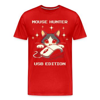Mausjäger USB-Edition | Katzen Gaming Humor - Männer Premium Bio T-Shirt - Rot - Vorne - Damien (186cm)
