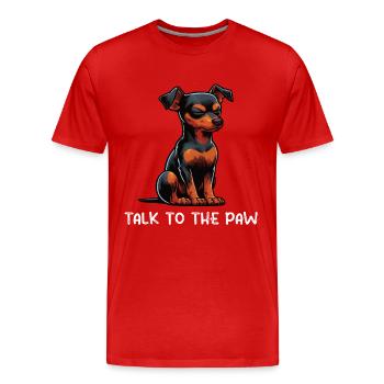 Parlez à la patte Pinscher miniature Pinscher Minpin - T-shirt bio Premium Homme - rouge - Devant - Damien (186cm)