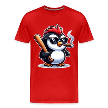 Pinguin  - Männer Premium Bio T-Shirt - Rot - Vorne - Damien (186cm)